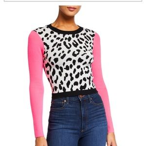 Alice and Olivia Ciara leopard print sweater